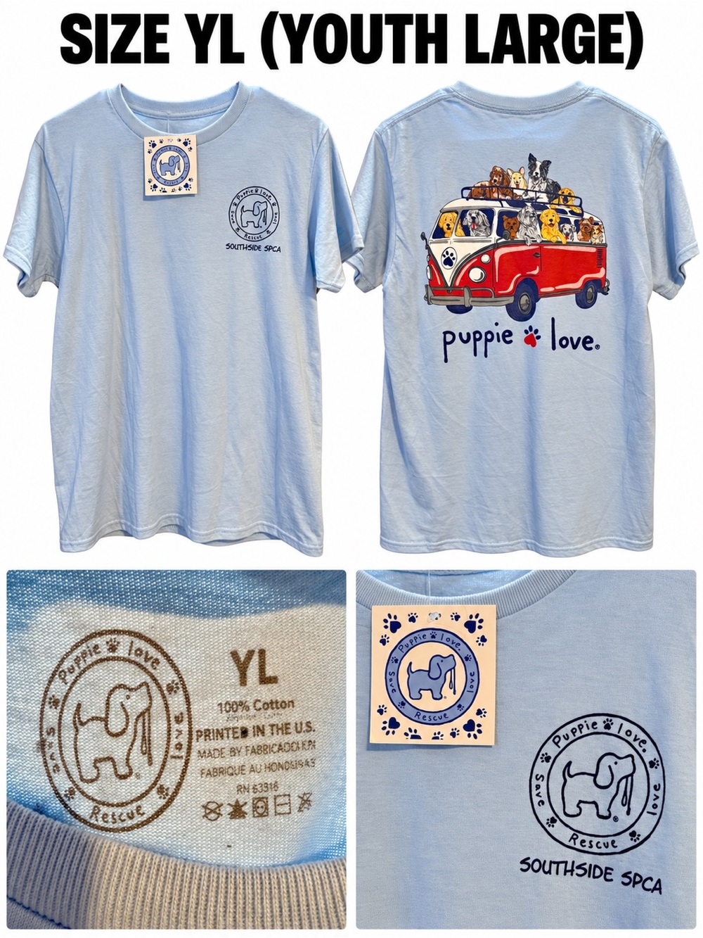 Kids Light Blue Rescue Van Graphic Tee - Youth Large